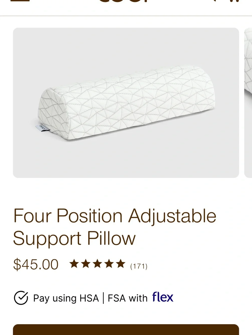 New in box Coop Four Position Adjustable Support Pillow